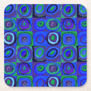Kandinsky Farbstudie Blue Quadrate Square Circle Square Paper Coaster