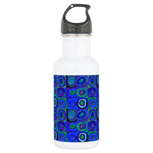 Kandinsky Farbstudie Blue Quadrate Square Circle  Stainless Steel Water Bottle (Front)