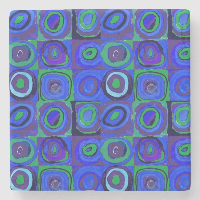 Kandinsky Farbstudie Blue Quadrate Square Circle  Stone Coaster (Front)