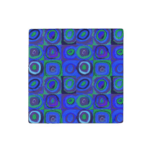 Kandinsky Farbstudie Blue Quadrate Square Circle Stone Magnet