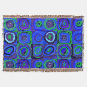 Kandinsky Farbstudie Blue Quadrate Square Circle Throw Blanket