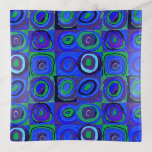 Kandinsky Farbstudie Blue Quadrate Square Circle Trinket Tray