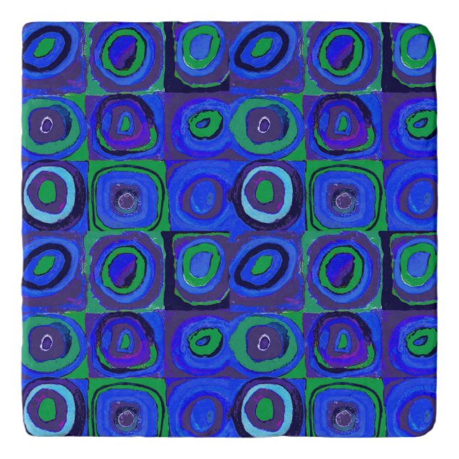 Kandinsky Farbstudie Blue Quadrate Square Circle  Trivet (Front)