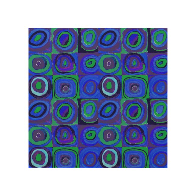 Kandinsky Farbstudie Blue Quadrate Square Circle  Wood Wall Art (Front)