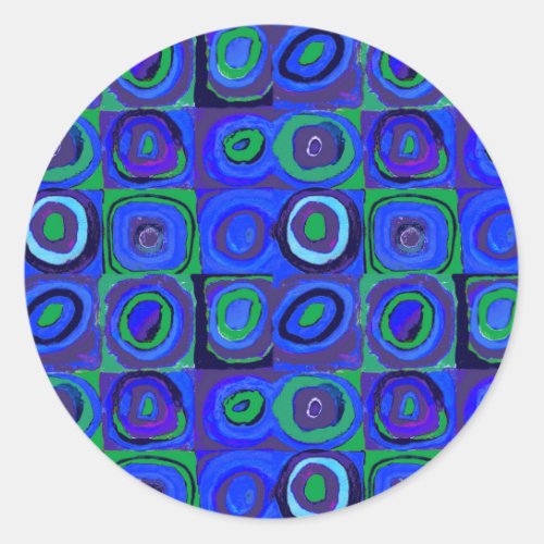 Kandinsky Farbstudie Quadrate Blue Squares  Classic Round Sticker