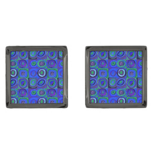 Kandinsky Farbstudie Quadrate Blue Squares  Cufflinks