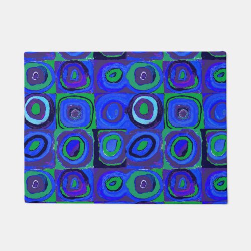 Kandinsky Farbstudie Quadrate Blue Squares  Doormat