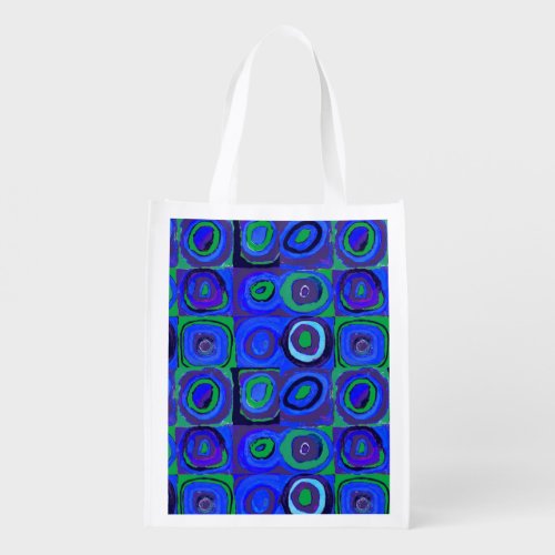 Kandinsky Farbstudie Quadrate Blue Squares  Grocery Bag