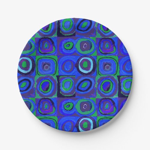 Kandinsky Farbstudie Quadrate Blue Squares  Paper Plates