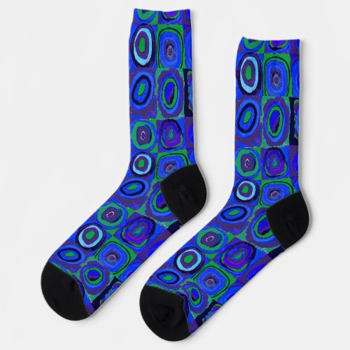 Kandinsky Farbstudie Quadrate Blue Squares  Socks