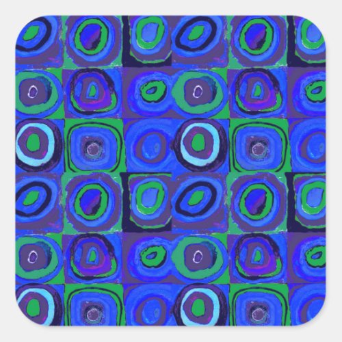 Kandinsky Farbstudie Quadrate Blue Squares  Square Sticker