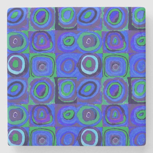 Kandinsky Farbstudie Quadrate Blue Squares  Stone Coaster