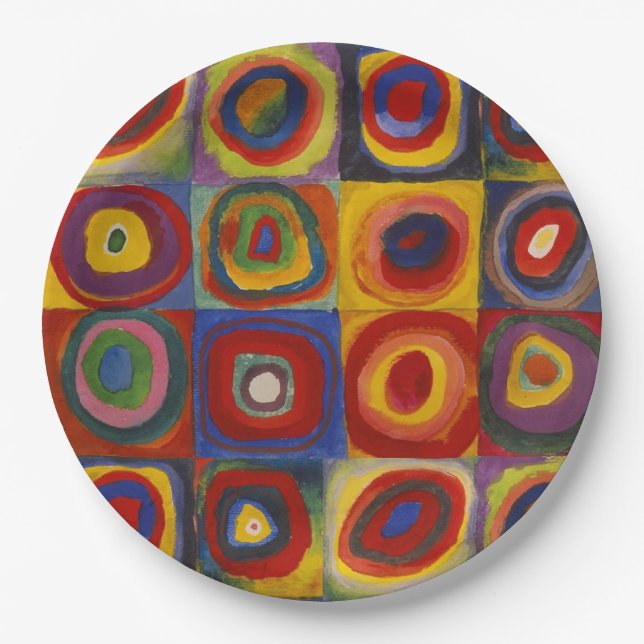Kandinsky Farbstudie Quadrate Colourful Squares Paper Plates (Front)
