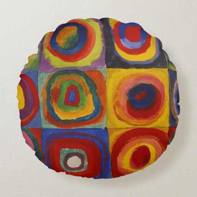 Kandinsky Farbstudie Quadrate Colourful Squares Round Pillow (Front)