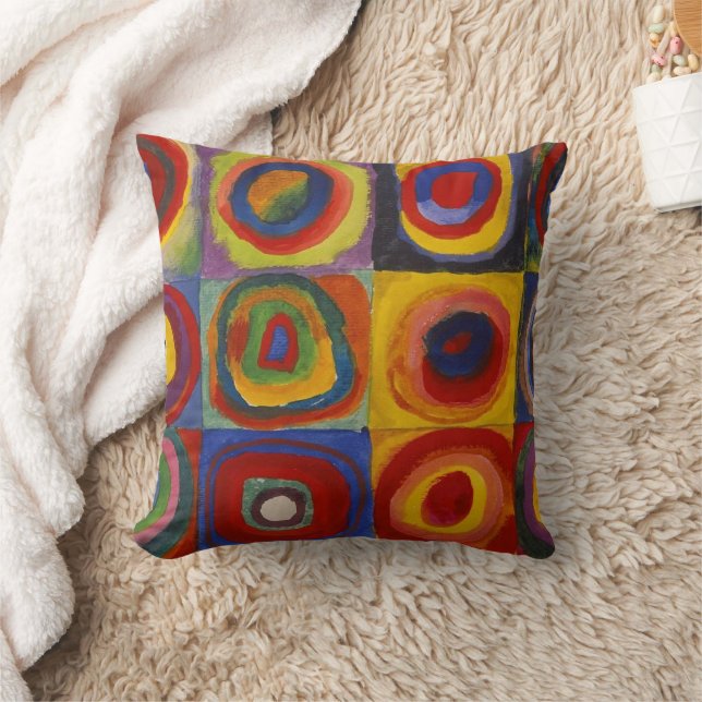 Kandinsky Farbstudie Quadrate Colourful Squares Throw Pillow (Blanket)