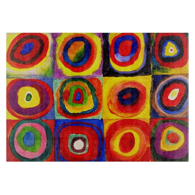 Kandinsky Farbstudie Quadrate Squares Circles Art  Cutting Board (Front)