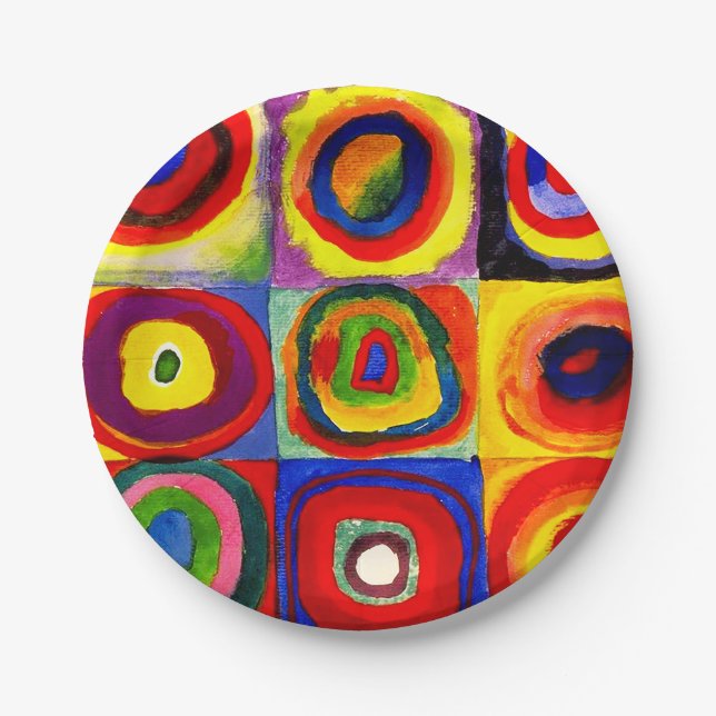 Kandinsky Farbstudie Quadrate Squares Circles Art  Paper Plates (Front)