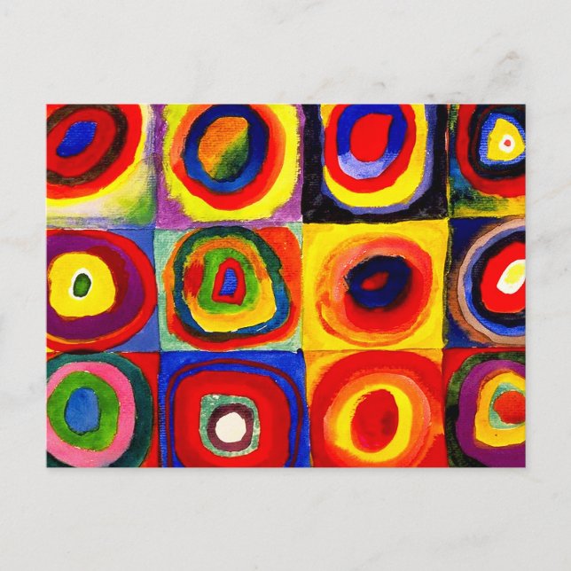 Kandinsky Farbstudie Quadrate Squares Circles Art  Postcard (Front)