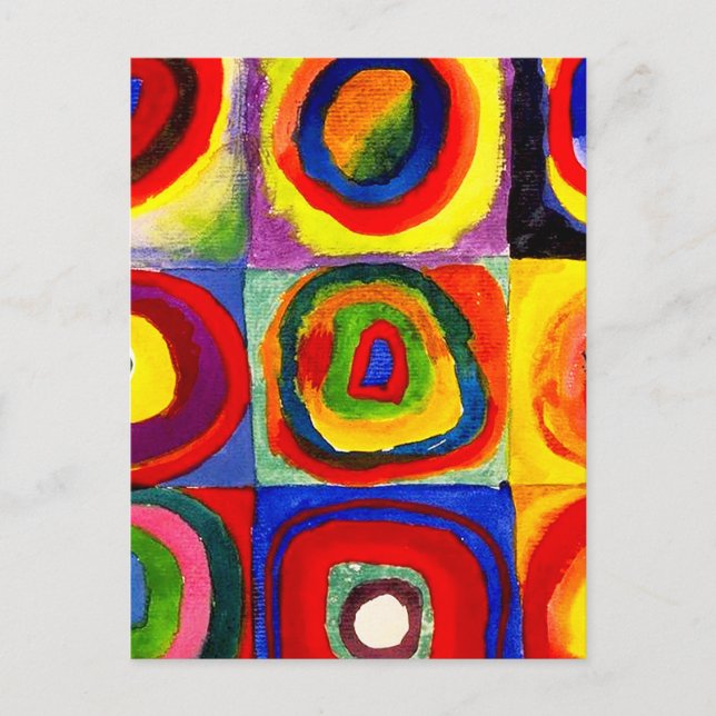 Kandinsky Farbstudie Quadrate Squares Circles Art  Postcard (Front)