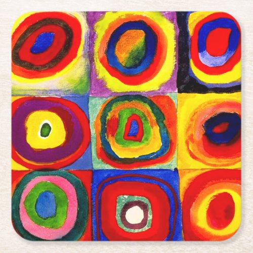 Kandinsky Farbstudie Quadrate Squares Circles Art Square Paper Coaster