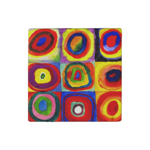 Kandinsky Farbstudie Quadrate Squares Circles Art Stone Magnet