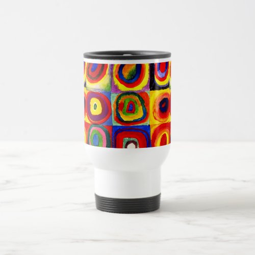 Kandinsky Farbstudie Quadrate Squares Circles Art Travel Mug