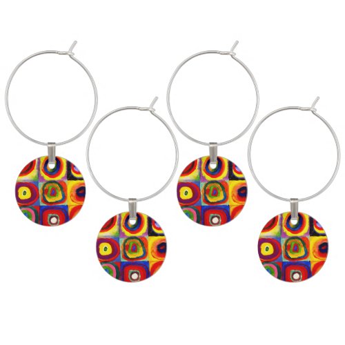 Kandinsky Farbstudie Quadrate Squares Circles Art Wine Glass Charm