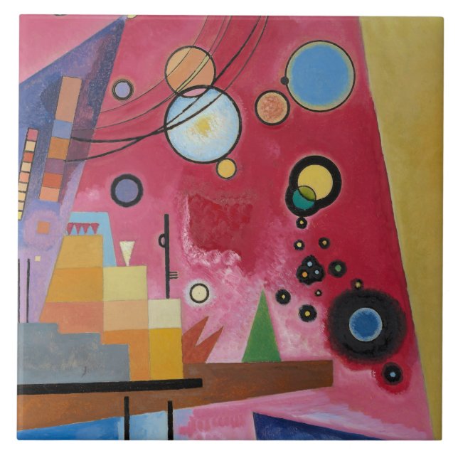 Kandinsky - Heavy Red Ceramic Tile (Front)