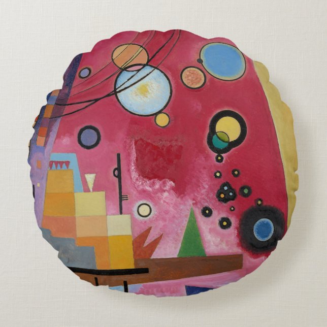 Kandinsky - Heavy Red Round Pillow (Front)