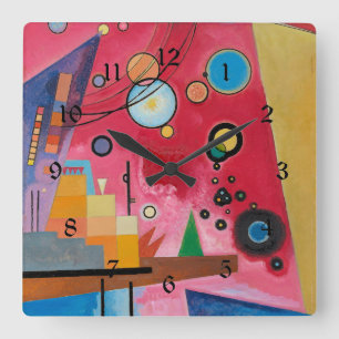 Kandinsky - Heavy Red Square Wall Clock