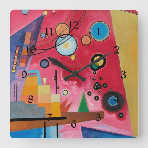 Kandinsky _ Heavy Red Square Wall Clock