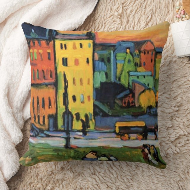 Kandinsky - Houses in Munich, Throw Pillow (Blanket)