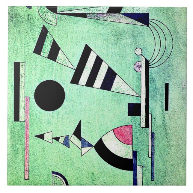 Kandinsky - Immersed in Green Ceramic Tile (Front)