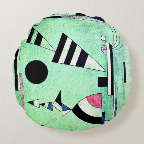 Kandinsky _ Immersed in Green Round Pillow