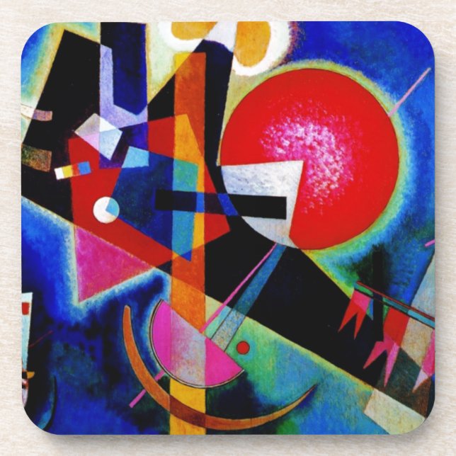 Kandinsky in Blue Abstract Painting Beverage Coaster (Front)