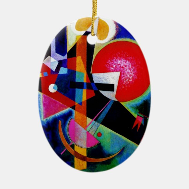 Kandinsky in Blue Abstract Painting Ceramic Ornament (Front)