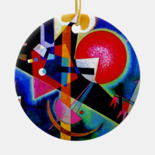 Kandinsky in Blue Abstract Painting Ceramic Ornament