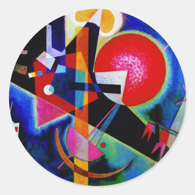 Kandinsky in Blue Abstract Painting Classic Round Sticker (Front)
