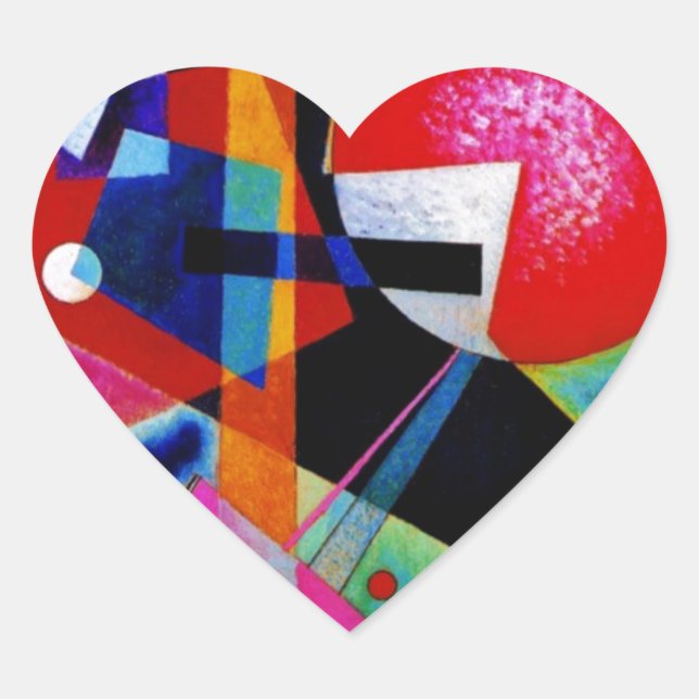 Kandinsky in Blue Abstract Painting Heart Sticker (Front)