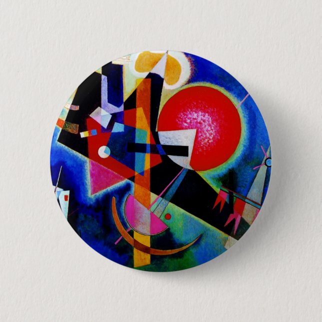 Kandinsky in Blue Abstract Painting Pinback Button (Front)