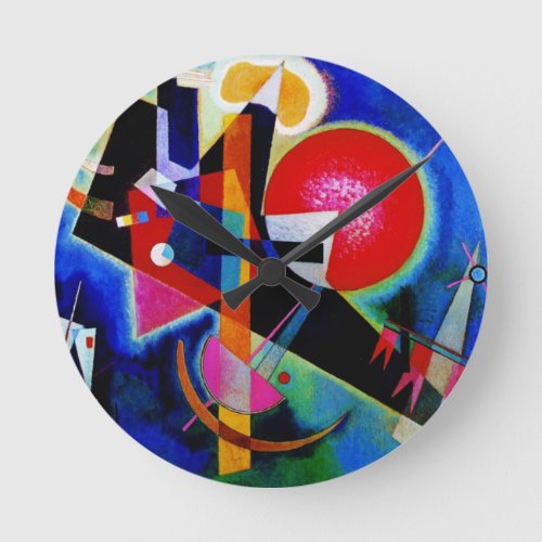 Kandinsky in Blue Abstract Painting Round Clock