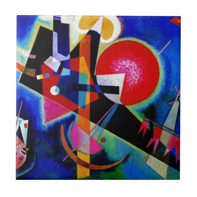 Kandinsky in Blue Abstract Painting Tile (Front)