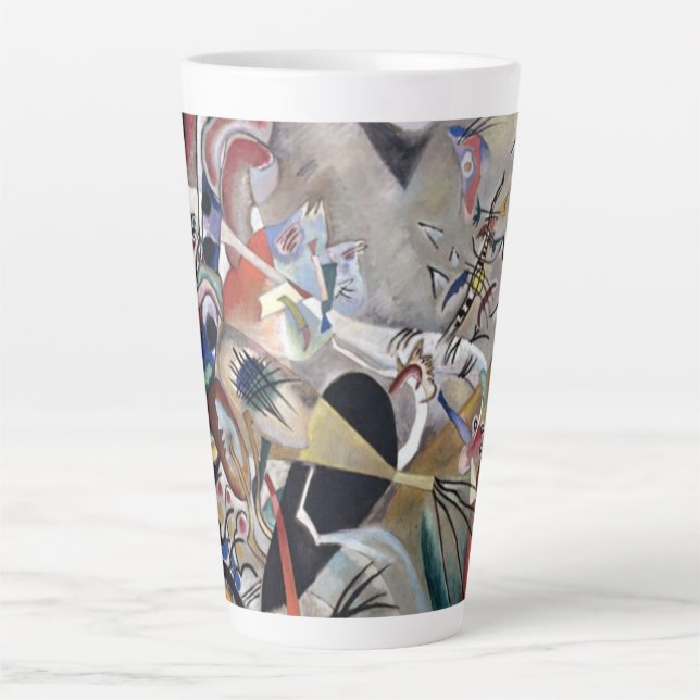 Kandinsky In Gray Abstract Artwork Latte Mug (Front)