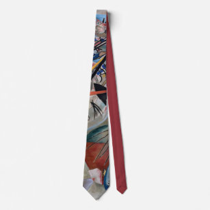 Kandinsky In Gray Abstract Artwork Maroon Neck Tie