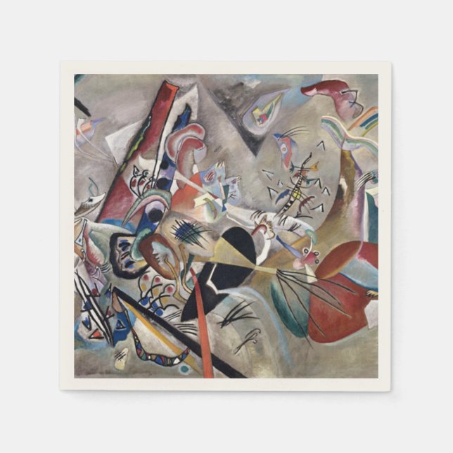 Kandinsky In Gray Abstract Artwork Napkins (Front)