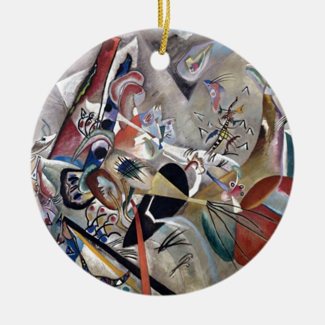 Kandinsky In Grey Abstract Artwork Ceramic Ornament (Front)