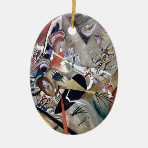 Kandinsky In Grey Abstract Artwork Ceramic Ornament