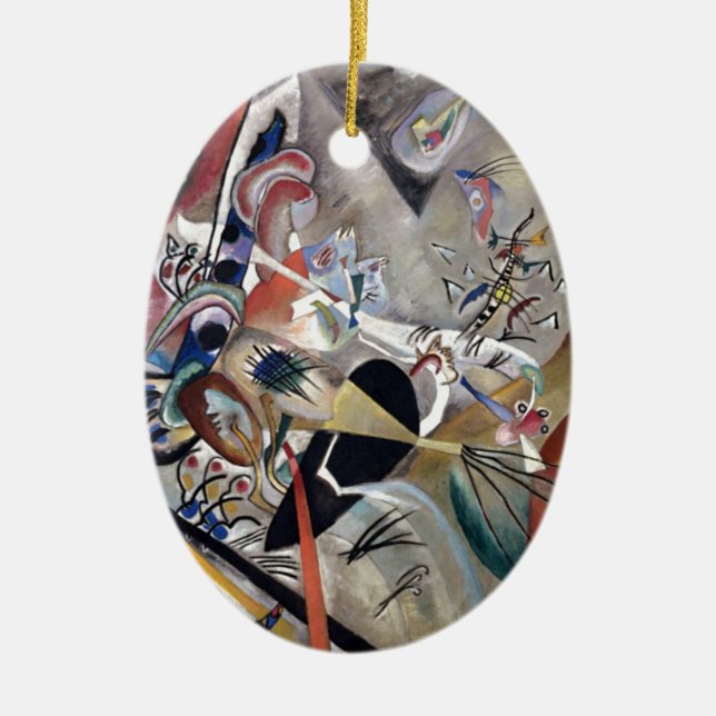 Kandinsky In Grey Abstract Artwork Ceramic Ornament (Front)