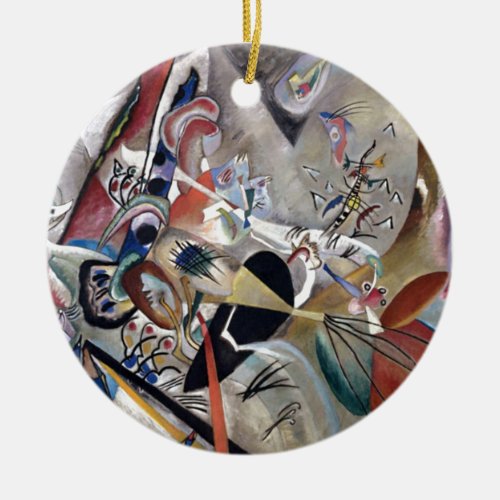 Kandinsky In Grey Abstract Artwork Ceramic Ornament