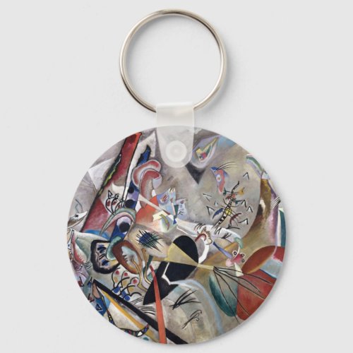 Kandinsky In Grey Abstract Artwork Keychain